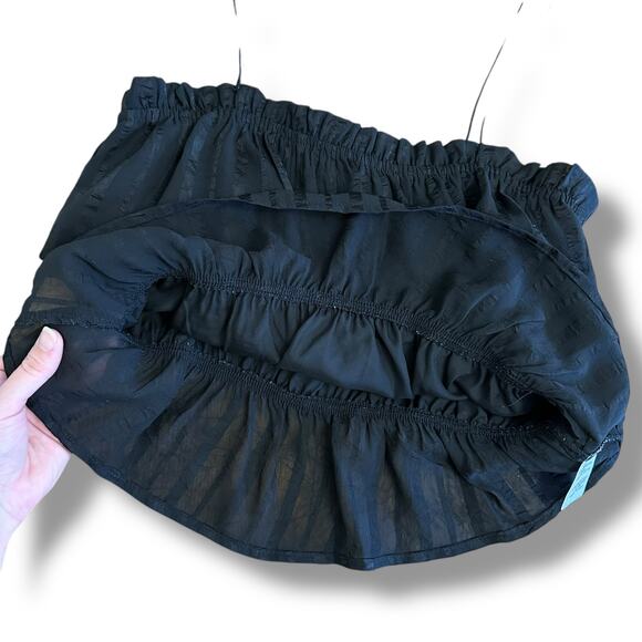 Lulus Black Peplum Cami Top Women’s Small Textured Sheer Stripe Ruffle Hem - Picture 5 of 7